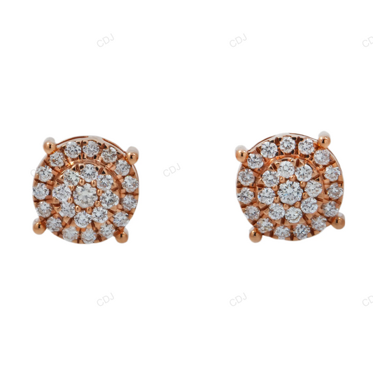 Rose Gold Lab Grown Diamond Floral Cluster Stud Earrings