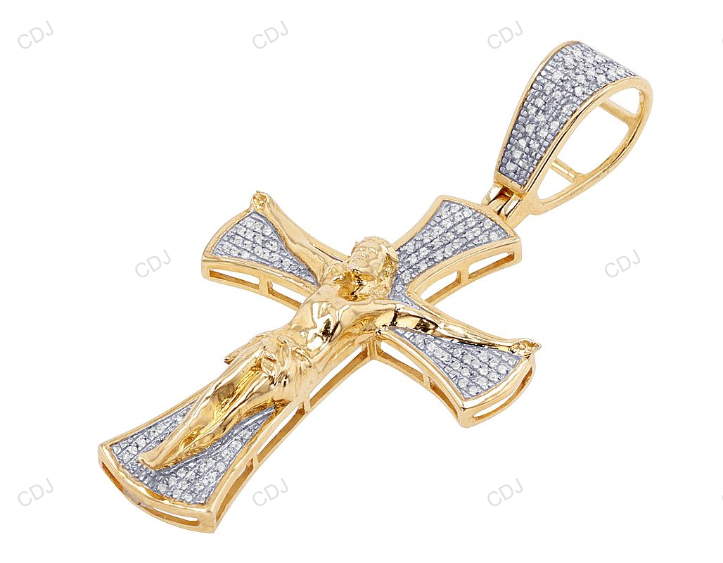 Two-Tone Gold CVD Diamond Cross Jesus Pendant customdiamjewel