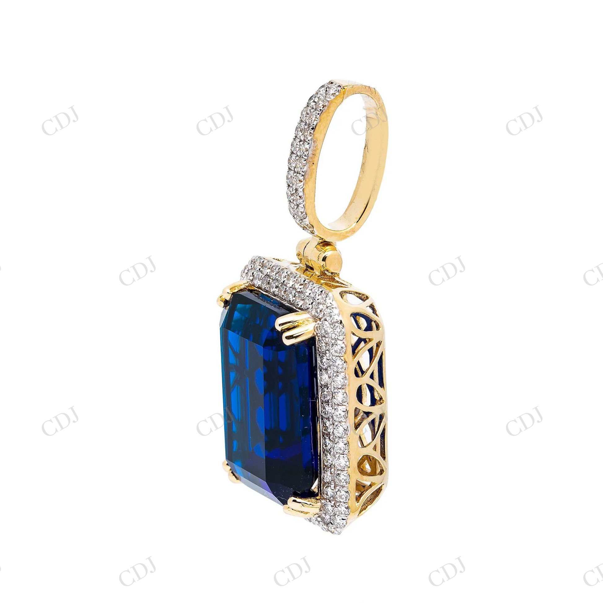 Sparkling Blue Moissanite 925 Silver Pendant Hip Hop Pendent customdiamjewel