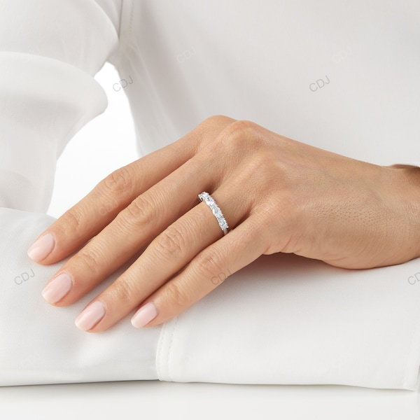 White Gold Lab Grown Diamond East West Wedding Band