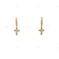14K Gold Lab Grown Diamond Cross Huggies Channel Setting Earrings