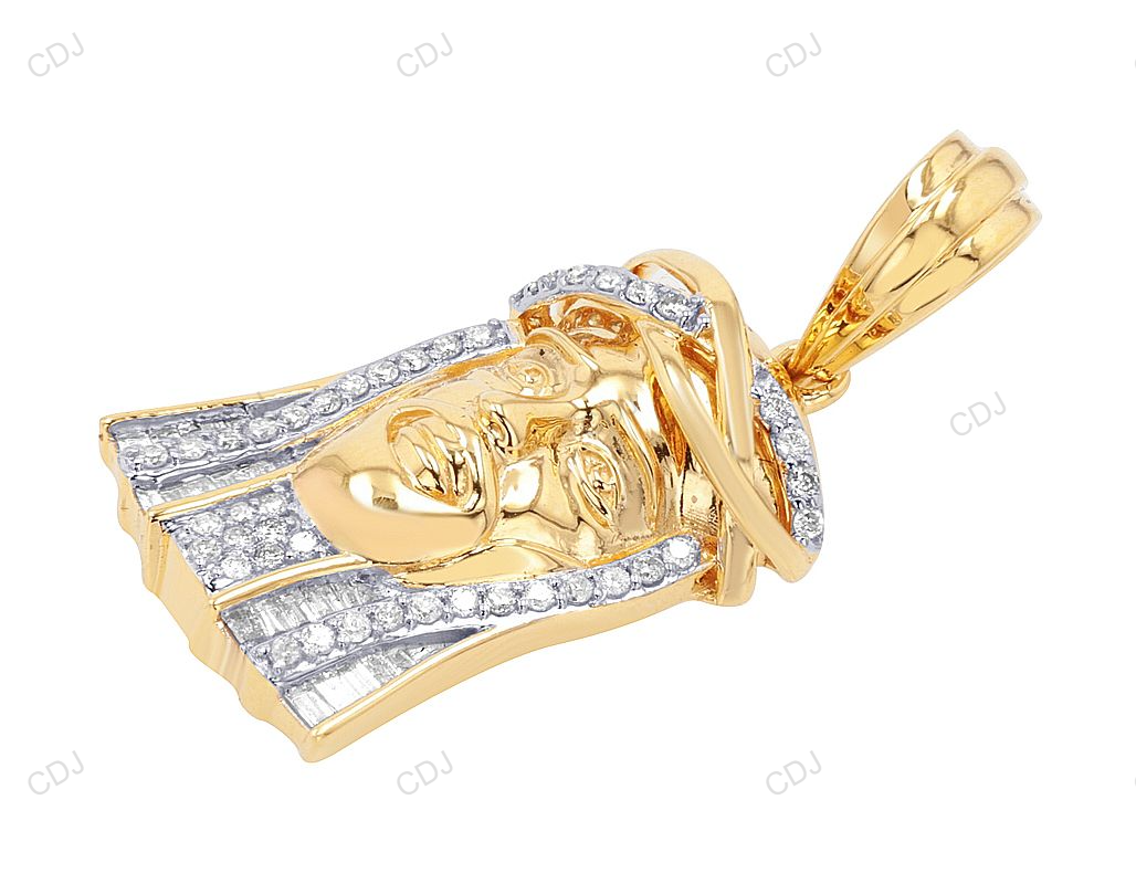 10K Yellow Gold CVD Jesus Head Diamond Pendant hip hop jewelry CustomDiamJewel