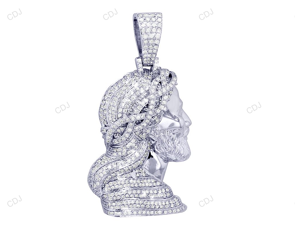 Crowned Jesus Side Lab Grown Diamond Gold Customize Pendant hip hop jewelry CustomDiamJewel