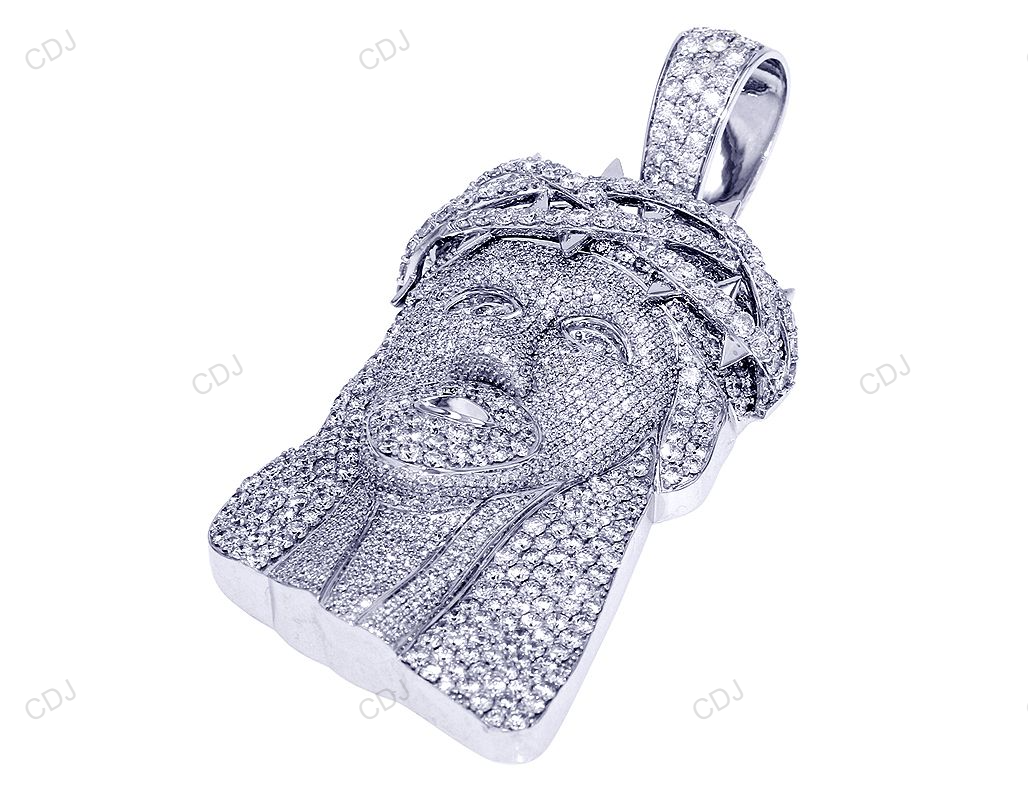 Large Iced Out Jesus White Gold Lab Grown Diamond Pendant hip hop jewelry CustomDiamJewel