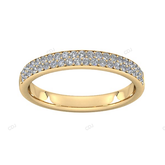 Yellow Gold Two Row Lab Grown Diamond Wedding Band Wedding Band customdiamjewel