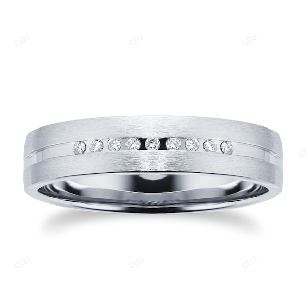White Gold CVD Diamond Men Wedding Band