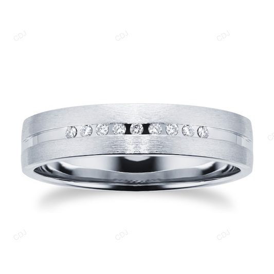 White Gold CVD Diamond Men Wedding Band