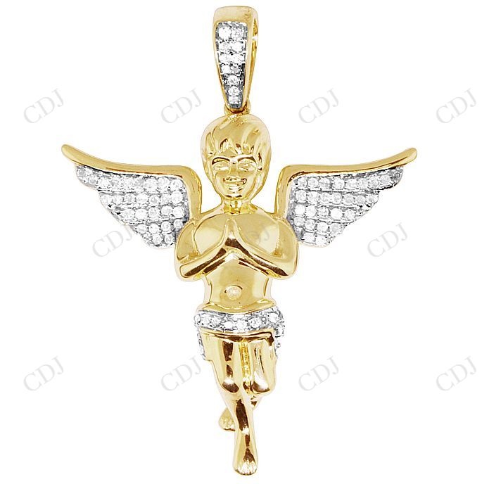 VVS Moissanite Praying Angel Real Diamond Pendant Charm Hip Hop Pendent CustomDiamJewel
