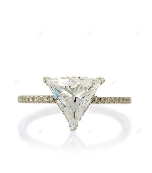10K White Gold 2.11 CTW Triangle Cut Lab-Grown Diamond Hidden Halo Ring