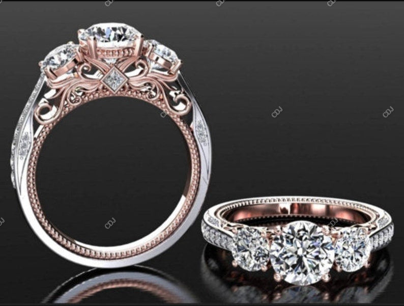 14K Rose Gold 1.30 CTW Lab-Grown Milgrain Engagement Ring