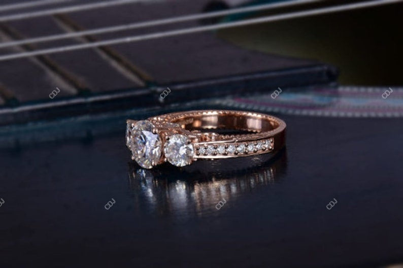 14K Rose Gold 1.30 CTW Lab-Grown Milgrain Engagement Ring