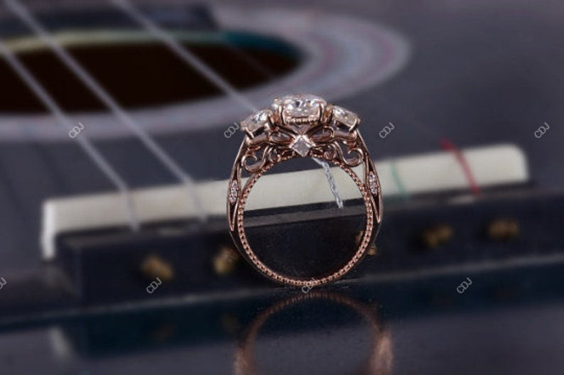 14K Rose Gold 1.30 CTW Lab-Grown Milgrain Engagement Ring