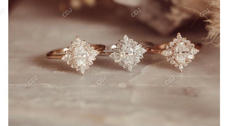 2 CTW Oval Lab Grown Diamond Cluster Engagement Ring