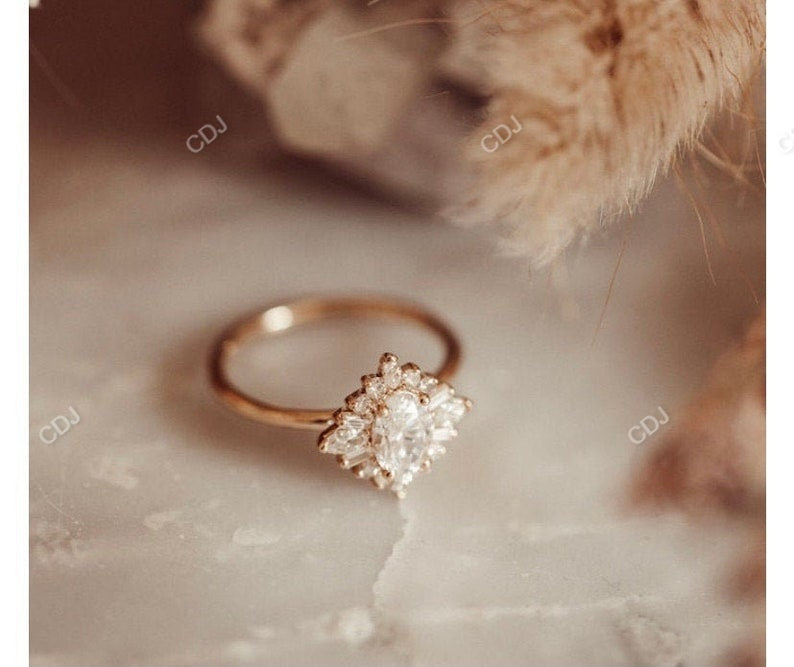 2 CTW Oval Lab Grown Diamond Cluster Engagement Ring
