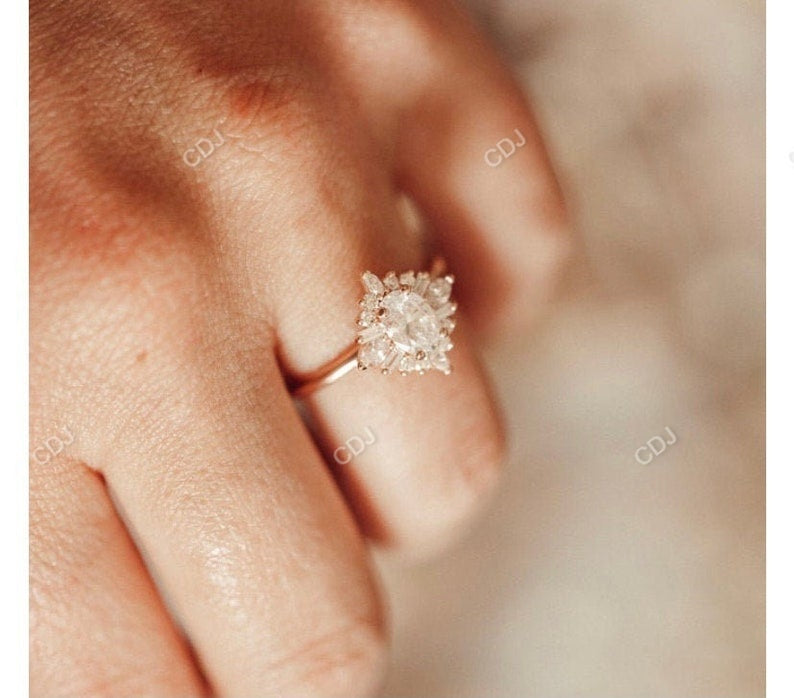 2 CTW Oval Lab Grown Diamond Cluster Engagement Ring