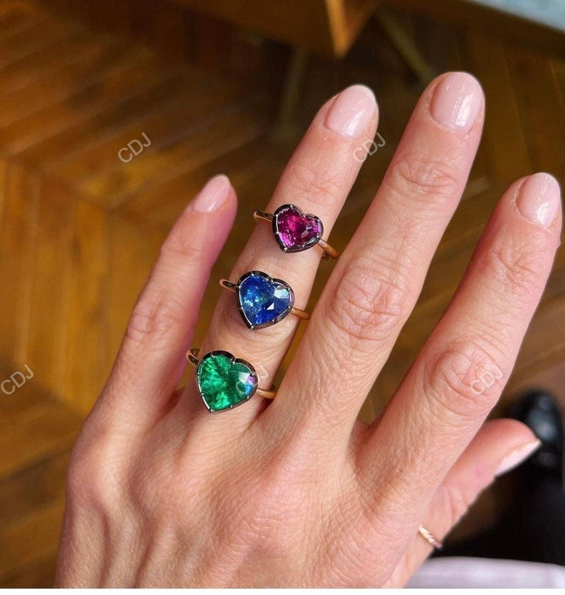 10K Gold Heart Shape Ruby Solitaire Ring