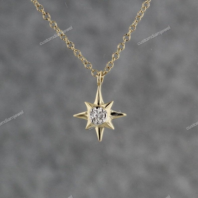 Custom 10k White Gold Starburst CVD Pendant