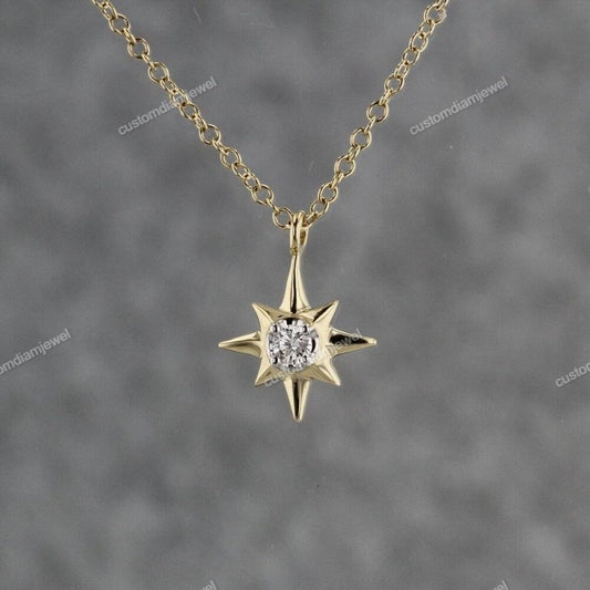 Custom 10k White Gold Starburst CVD Pendant