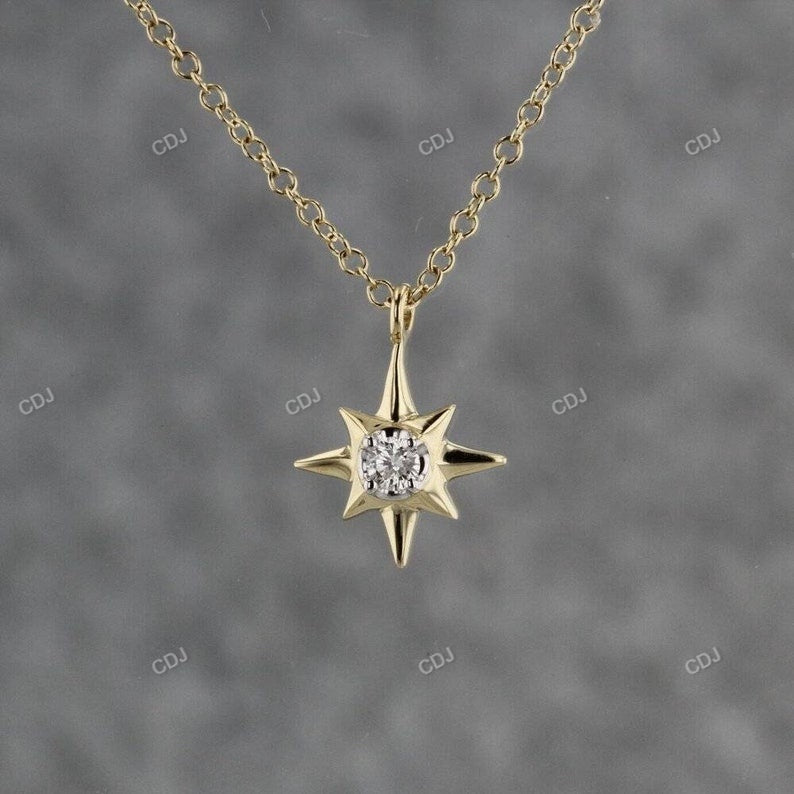 0.84ctw 10k White Gold Starburst CVD Diamond Pendant