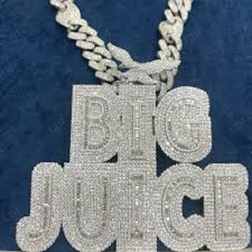 Silver Moissanite Iced Out Customize Letter Hip Hop Pendant hip hop jewelry customdiamjewel