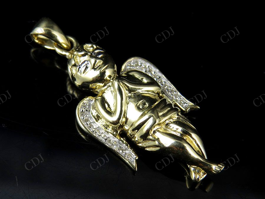 925 Sterling Silver Moissanite Praying Angel Pendant Hip Hop Pendent CustomDiamJewel