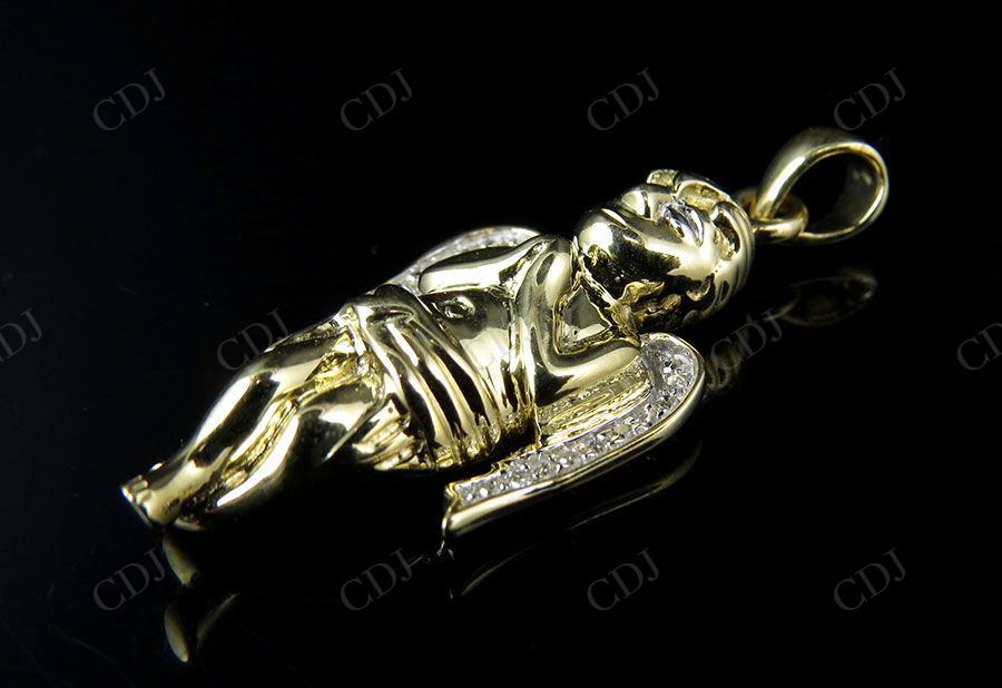 0.10 CTW VVS Moissanite Praying Angel Charm pendant Hip Hop Pendent CustomDiamJewel