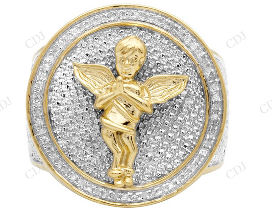 Two Tone VVS Moissanite Angel Real Diamond Ring Hip Hop Ring CustomDiamJewel