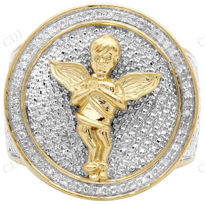 925 Sterling Silver Moissanite Angel Real Diamond Finish Ring Hip Hop Ring CustomDiamJewel
