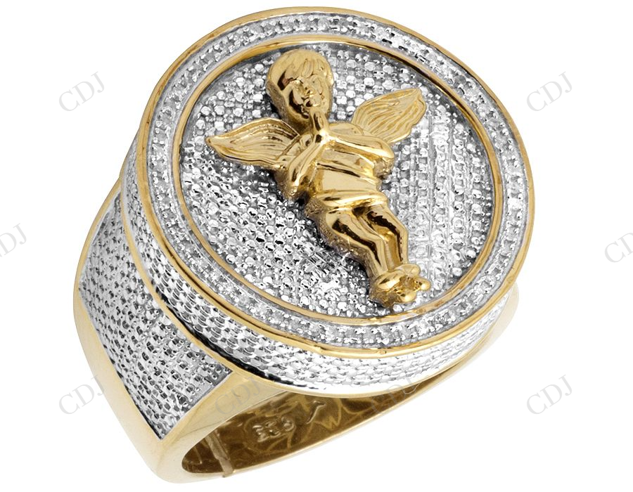 Two Tone VVS Moissanite Angel Real Diamond Ring Hip Hop Ring CustomDiamJewel