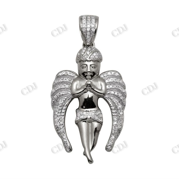 VVS Moissanite Flying Angel Diamond Pendant Charm Hip Hop Pendent CustomDiamJewel