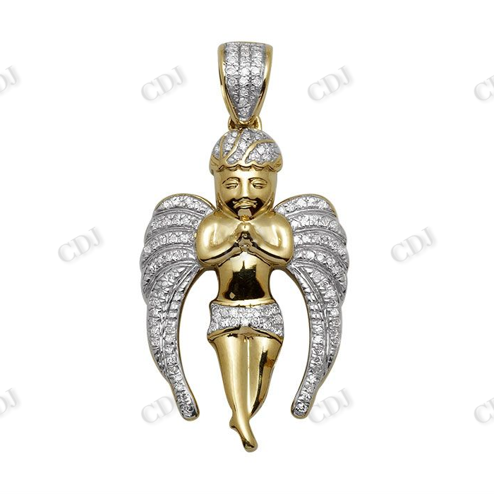 Sterling Silver Moissanite Flying Angel Diamond Pendant Hip Hop Pendent CustomDiamJewel