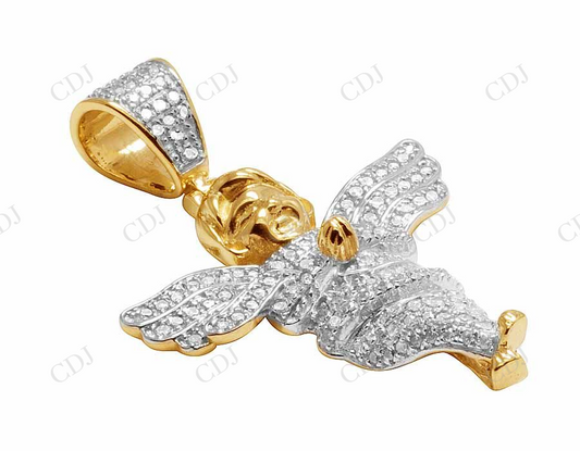 Two Tone VVS Moissanite Iced Out Angel Charm Pendant Hip Hop Pendent CustomDiamJewel
