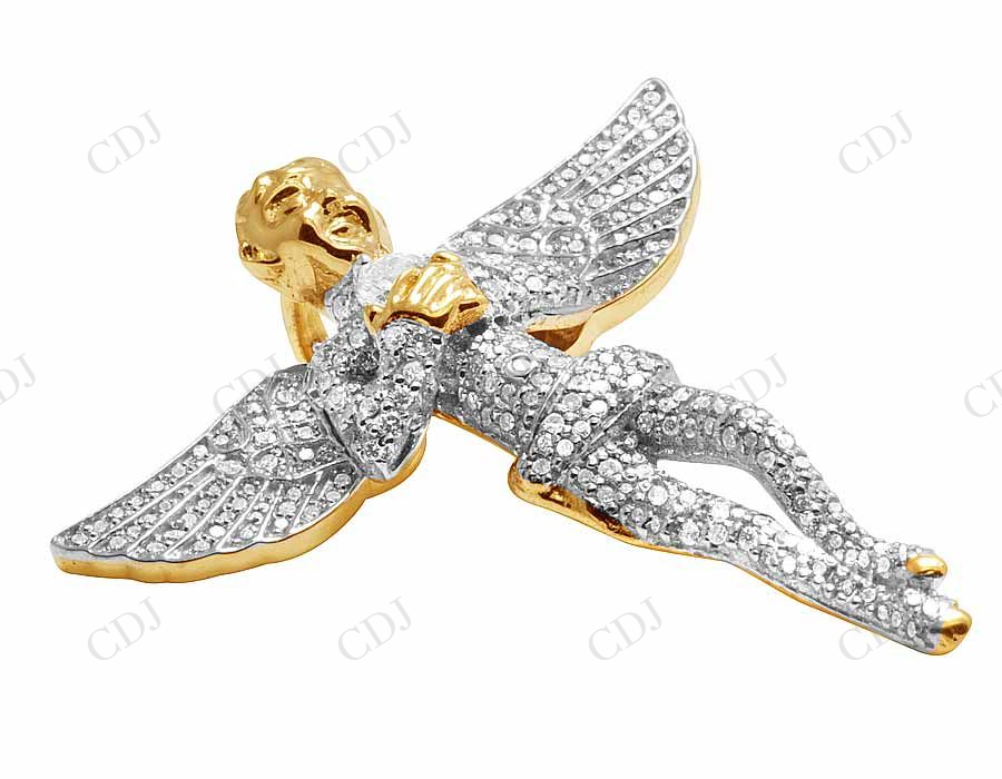 925 VVS Moissanite Genuine Diamond Iced Angel Pendant Hip Hop Pendent CustomDiamJewel