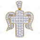 Two Tone VVS Moissanite Cross Angel wing Pendant Hip Hop Pendent CustomDiamJewel