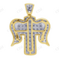 Two Tone VVS Moissanite Cross Angel wing Pendant Hip Hop Pendent CustomDiamJewel