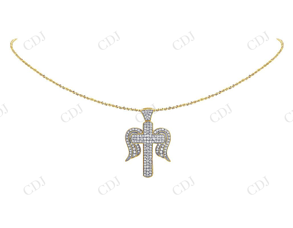 Sterling Silver Moissanite Cross Angel Wing Unisex Pendant Hip Hop Pendent CustomDiamJewel