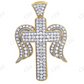 Sterling Silver Moissanite Cross Angel Wing Unisex Pendant Hip Hop Pendent CustomDiamJewel
