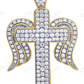 Sterling Silver Moissanite Cross Angel Wing Unisex Pendant Hip Hop Pendent CustomDiamJewel