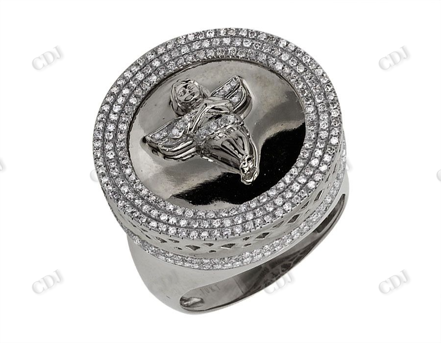 925 VVS Moissanite Genuine Diamond 3D Angel Ring Hip Hop Ring CustomDiamJewel