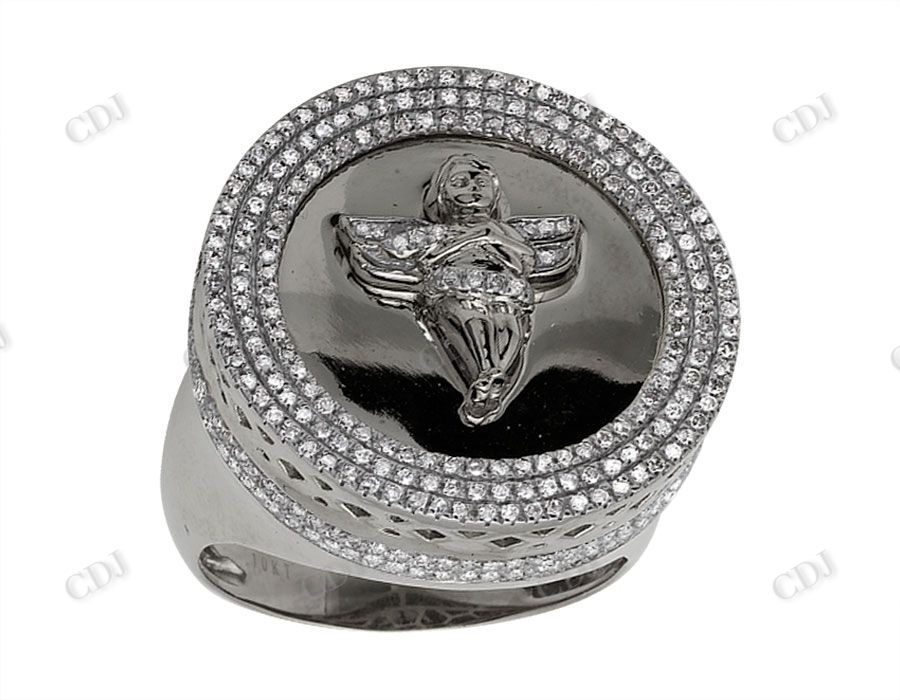 925 VVS Moissanite Genuine Diamond 3D Angel Ring Hip Hop Ring CustomDiamJewel