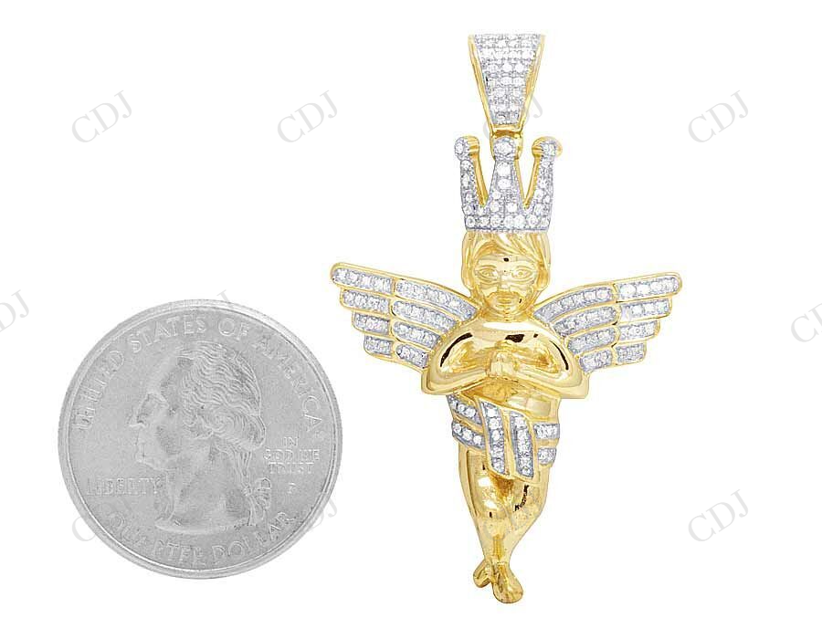 Two Tone VVS Moissanite Praying Hands Angel Diamond Pendant Charm Hip Hop Pendent CustomDiamJewel