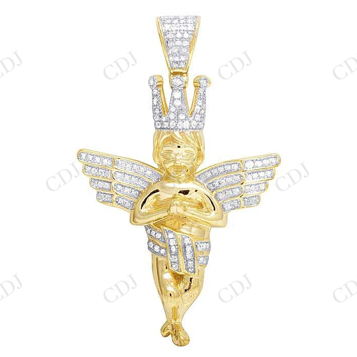 Two Tone VVS Moissanite Praying Hands Angel Diamond Pendant Charm Hip Hop Pendent CustomDiamJewel