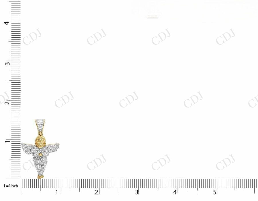 Two Tone VVS Moissanite Iced Out Angel Charm Pendant Hip Hop Pendent CustomDiamJewel