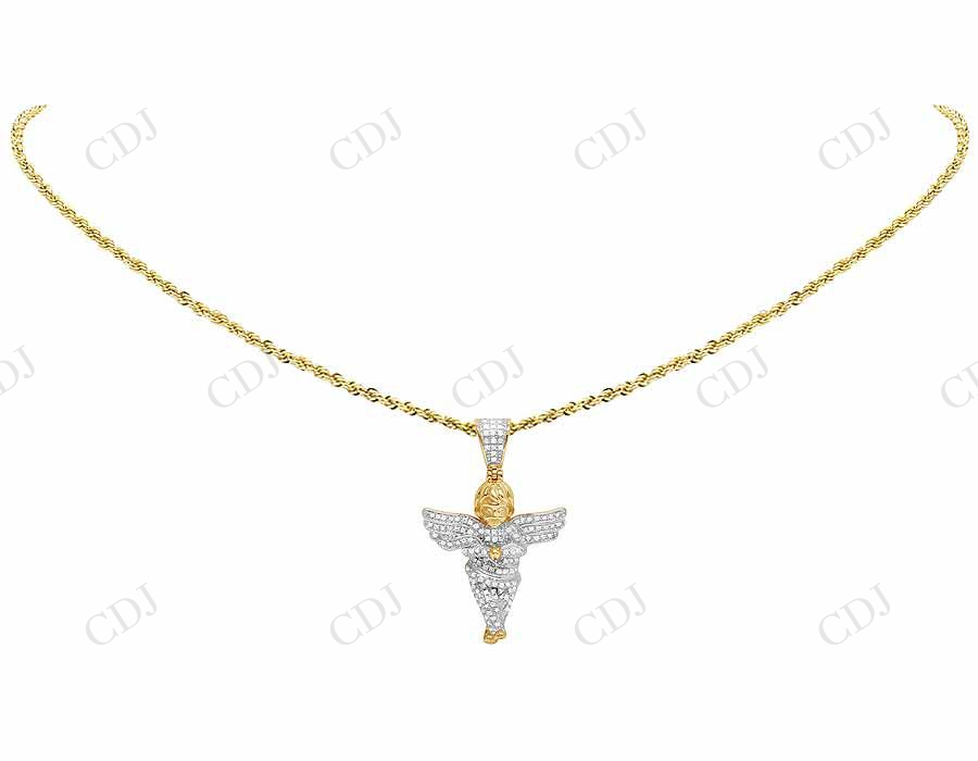 Two Tone VVS Moissanite Iced Out Angel Charm Pendant Hip Hop Pendent CustomDiamJewel