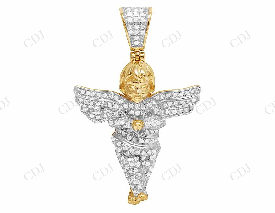 Two Tone VVS Moissanite Iced Out Angel Charm Pendant Hip Hop Pendent CustomDiamJewel