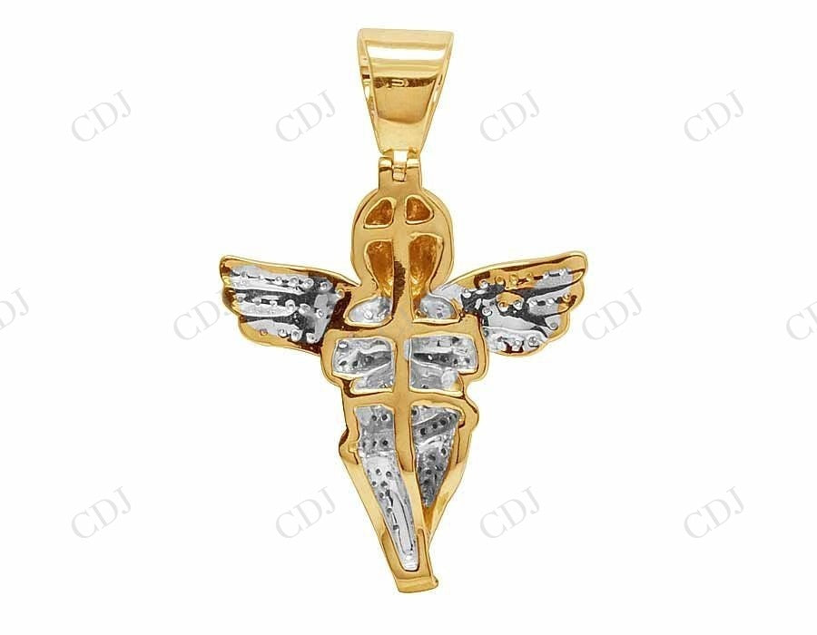 Two Tone VVS Moissanite Iced Out Angel Charm Pendant Hip Hop Pendent CustomDiamJewel