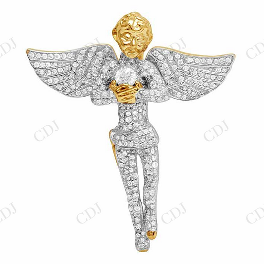 925 VVS Moissanite Genuine Diamond Iced Angel Pendant Hip Hop Pendent CustomDiamJewel