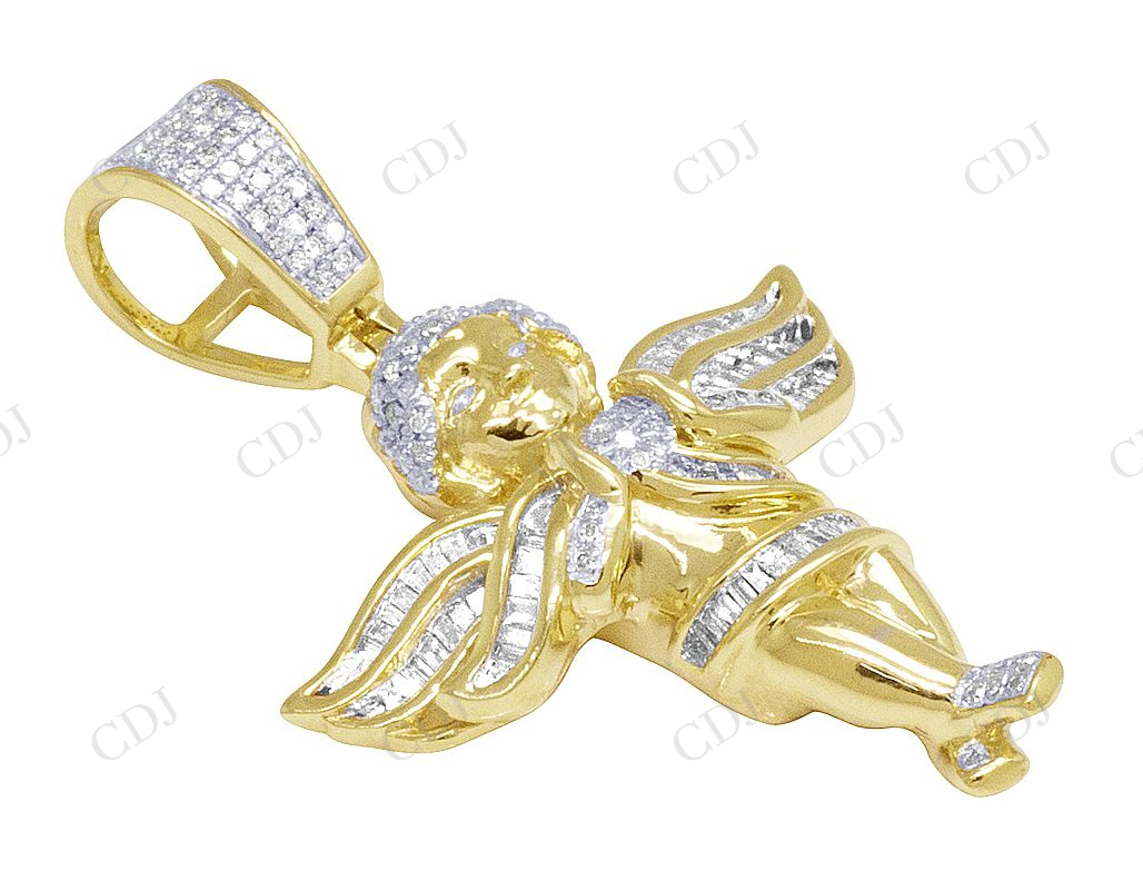 0.50 CTW Sterling Sliver two tone Angel Wings Pendant Hip Hop Pendent CustomDiamJewel