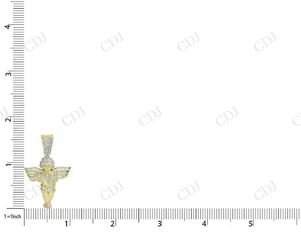 0.50 CTW Sterling Sliver two tone Angel Wings Pendant Hip Hop Pendent CustomDiamJewel