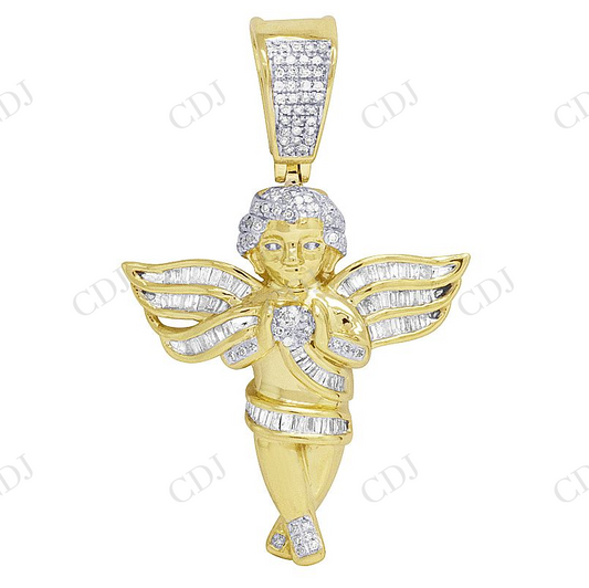 0.50 CTW Sterling Sliver two tone Angel Wings Pendant Hip Hop Pendent CustomDiamJewel